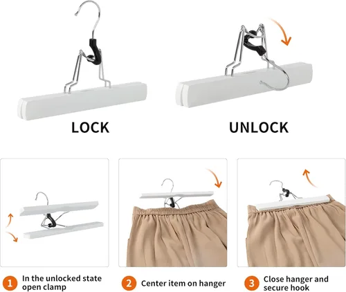 Miniatura 4 de Amazon Basics Perchas de madera para pantalones, color blanco, paquete de 10