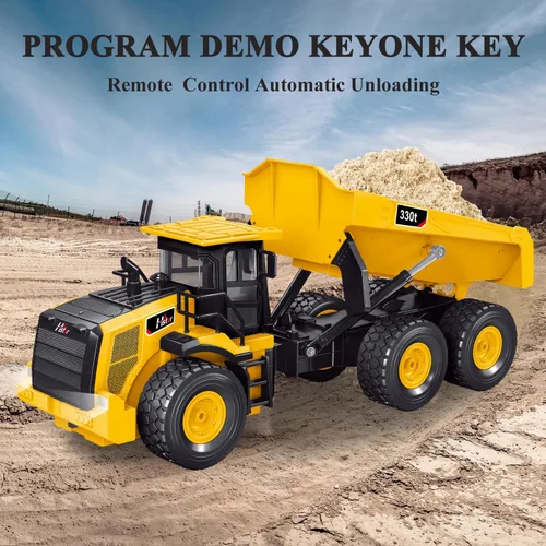Miniatura 5 de RC Camión Volquete, Camión Volquete a Control Remoto de 11 Canales con Luces/Sonidos/2 Baterías para Adultos, Juguetes de Vehículos de Construcción