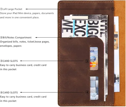 Miniatura 3 de Robrasim Funda de cuero para cuaderno Steno de 6 x 9 pulgadas, funda de cuero compatible con almohadillas Steno en espiral de 6 x 9, organizador