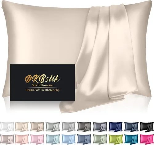 Miniatura 10 de Funda de almohada de seda para cabello y piel, fundas de almohada de seda de morera tamaño estándar, anti-acné, refrescante para dormir, seda Rosa