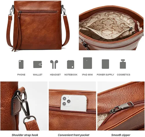 Miniatura 3 de Bolso de mano para mujer bolso shopper bolso de hombro de cuero bolso de hombro grande bolsos de mano con billetera