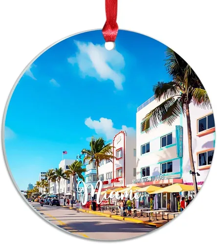 Miniatura 7 de Adornos de Navidad de California Estados Unidos, paisaje urbano de Los Ángeles, adornos de árbol de Navidad, adornos de Navidad personalizados