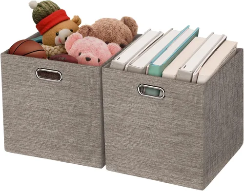 Miniatura 15 de Posprica Cubos de almacenamiento plegables, 11 x 11 x 11 pulgadas, contenedores de tela, 4 unidades, color beige