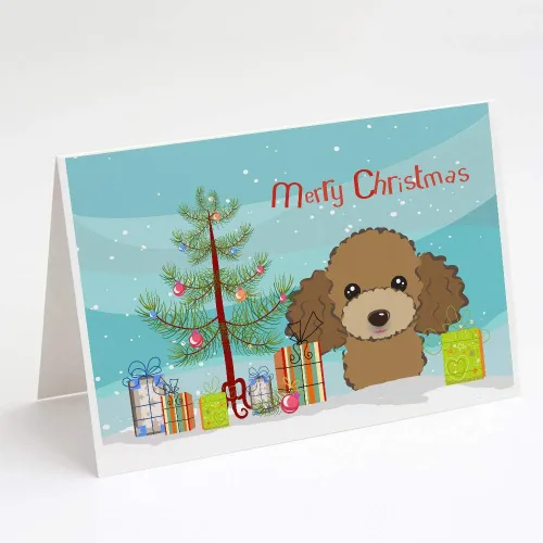 Miniatura 52 de Caroline's Treasures BB1616GCA7P - Tarjetas de felicitación y sobres de árbol de Navidad y sabueso afgano, paquete de 8 tarjetas en blanco