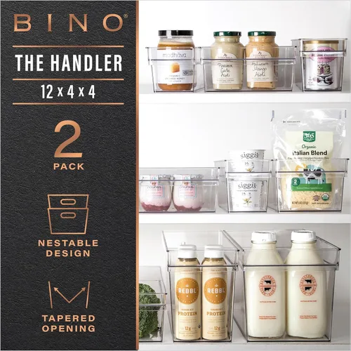 Miniatura 2 de BINO Contenedores de almacenamiento de plástico, pequeños y poco profundos THE HANDLER COLLECTION Contenedores organizadores multiusos