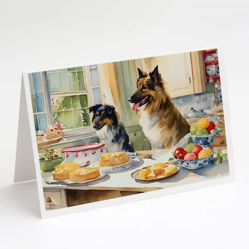 Miniatura 130 de Caroline's Treasures DAC3884GCA7P Paquete de 8 tarjetas en blanco de Navidad con galletas de husky siberiano Tarjetas de felicitación con sobres