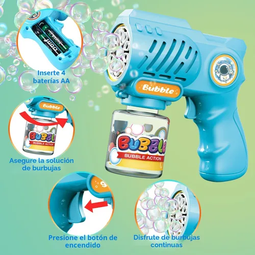 Miniatura 6 de EagleStone Juguetes para niños y niñas de 3+ años, paquete de 2 pistolas de burbujas con solución de burbujas, juguete al aire libre para niños