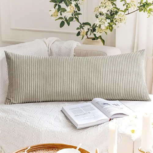 Miniatura 385 de Artscope Fundas de Almohada de Pana a Rayas Acogedoras Súper Suaves Decorativas Cuadradas Fundas de Cojín para Sofá Sillón Dormitorio Decoración