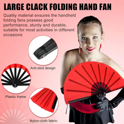 Miniatura 4 de Blulu 24 piezas de abanicos grandes plegables para baile en línea de 13 pulgadas, abanicos con botas en el suelo para baile en línea para mujeres