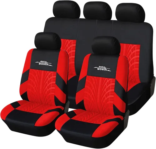 Miniatura 18 de AUTOYOUTH - Juego completo de fundas para asientos de auto, fundas para asientos delanteros y asiento trasero dividido para mujer, juego de Azul
