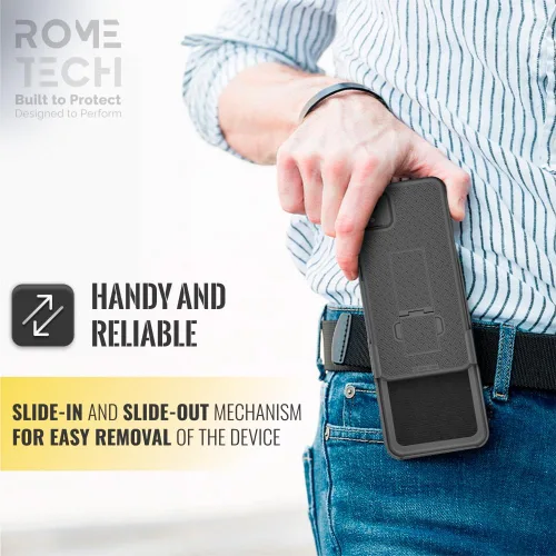 Miniatura 5 de Funda diseñada para iPhone 12 Mini con funda de clip para cinturón, funda con función atril, color negro