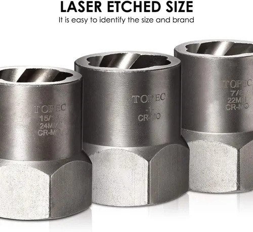 Miniatura 6 de Topec Juego de extractor de pernos de alta resistencia de 5 piezas, juego de extractor de impacto de 1/2 pulgada, kit de herramientas perfecto