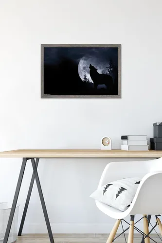 Miniatura 6 de Trends International Póster de pared de lobo - aullido, 14.725 x 22.375 pulgadas, versión enmarcada de madera de granero