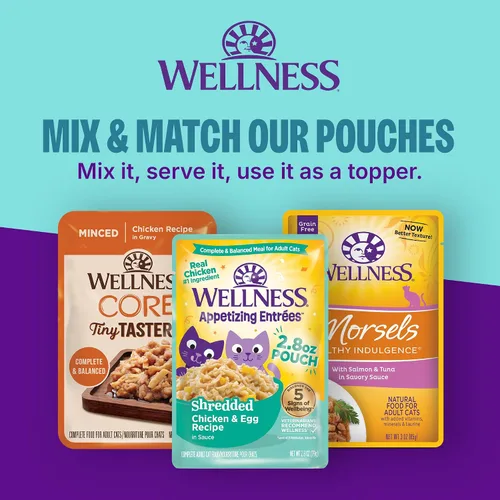 Miniatura 9 de Wellness CORE Signature Selects - Alimento húmedo enlatado triturado para gatos adultos, natural, rico en proteínas, sin granos, receta de entrada