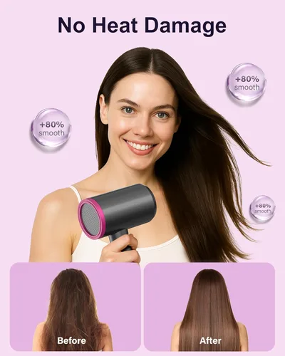 Miniatura 6 de ANNLARY Secador de pelo con peine Secador de pelo de 1800 W con difusor para cabello rizado Secador de pelo iónico de plasma para control