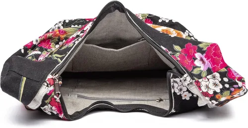 Miniatura 64 de Bolsa de hombro para mujer, de lona en estilo hippie/bohemio para llevar cruzada al hombro, disponible en diferentes colores y estampados