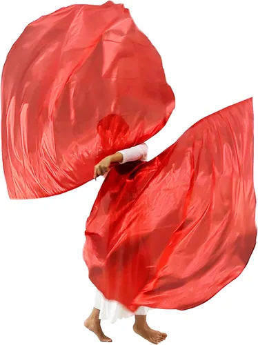 Wuchieal Banderas de 55" para Danza de Alabanza y Adoración con Varillas Flexibles, Bandera Semicircular de Alas de Ángel de Adoración para Danza de