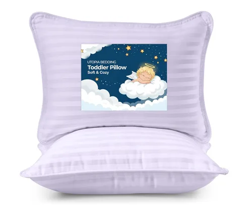 Utopia Bedding Almohada para niños pequeños (Lavanda, paquete de 2), almohadas de 13x18 para dormir, funda de mezcla de algodón suave y