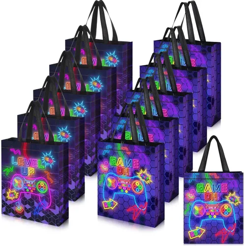 Miniatura 8 de Sweetude 30 piezas de bolsa de regalo para videojuegos con asa, suministros para fiestas de juegos reutilizables, bolsas de no golosinas de juego, 2