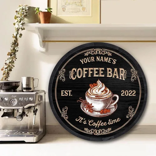 Miniatura 3 de Letrero de madera de barra de café personalizado, placa de pared para decoración de cocina, regalos personalizados para amantes del café, café 08