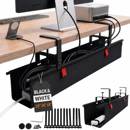 Miniatura 14 de Juego de 2 cajas organizadoras de cables para ocultar cables y regletas con clips, lazos y fundas reutilizables, diseño funcional, moderno, tamaños