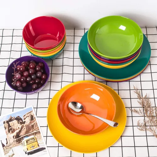 Miniatura 8 de KOXIN-KARLU Cuencos de melamina de 6 pulgadas, cuencos de cereales de 26 onzas, juego de 6 unidades, multicolor, 100% melamina, aptos