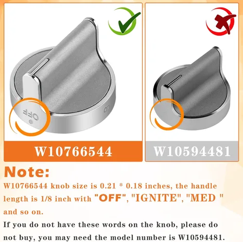 Miniatura 3 de Pomos de repuesto para estufa de gas W10766544 (paquete de 5) para estufa de hidromasaje/horno WFG540H0ES0 WFG540H0ES0 WFG714HLAS0 WFG540H0AH2
