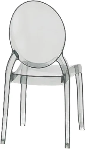 Miniatura 6 de Fohfurniture Juego de 8 32 sillas fantasmas transparentes grandes color humo de 20 pulgadas, sillas de comedor acrílicas apilables grises, sillas