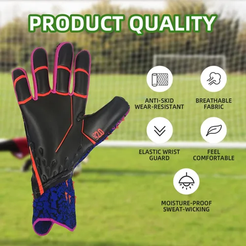 Miniatura 2 de Scott Edward Guantes de portero de fútbol para niños y adultos, kit de portero de fútbol premium, súper agarre y protección, talla 6/7/8/9/10 Rojo