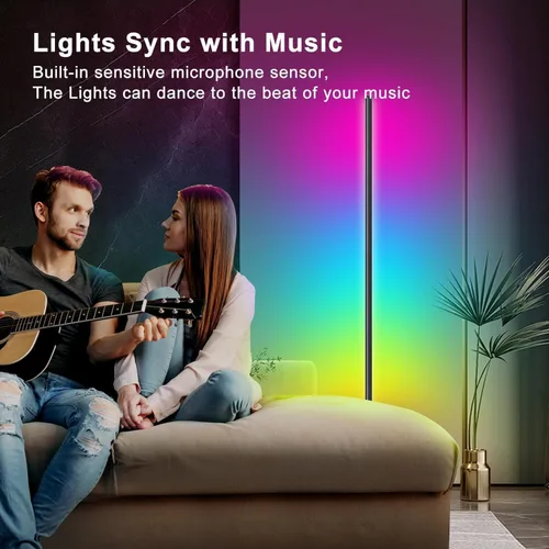 Miniatura 5 de Lámpara de pie LED RGB, lámpara de esquina LED RGB con sincronización de música, luz ambiental que cambia de color, 16 millones de colores DIY No