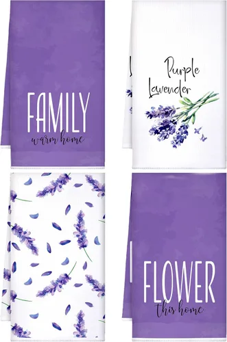 Bencailor Juego de 4 toallas de cocina florales para cocina, juego de decoración de cocina de primavera para cocinar, hornear, asar a la parrilla,