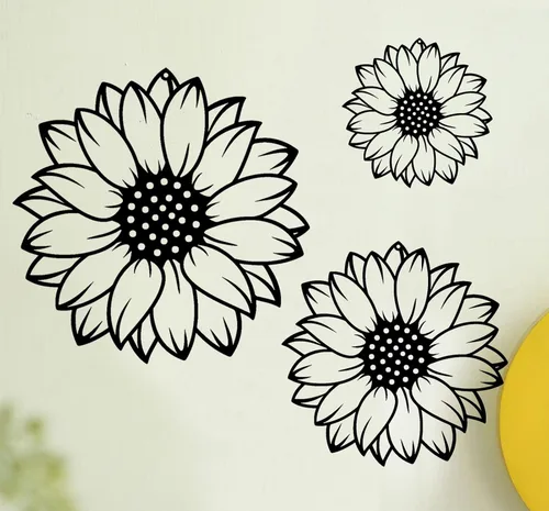 Miniatura 3 de RESACO Decoración de pared de girasol, 3 piezas, flores, arte de pared de metal, girasoles negros, decoración del hogar para baño, granja, sala