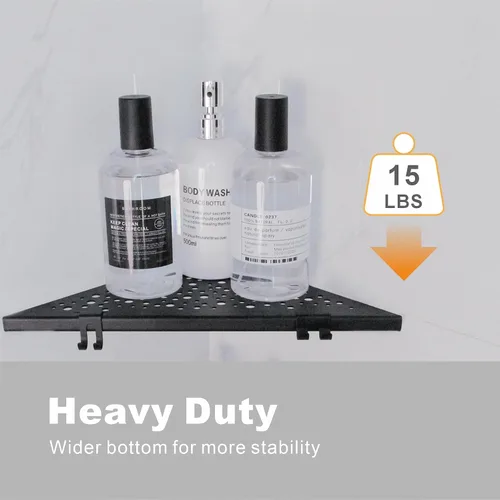 Miniatura 8 de WELLUP Estante de ducha esquinero con 4 ganchos, estantes de baño empotrados de acero inoxidable 304 de 10 pulgadas, instalación sin taladrar