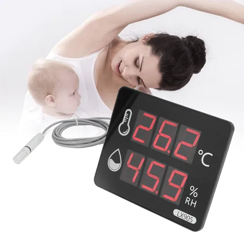 Miniatura 7 de Medidor de humedad de temperatura digital con sonda externa Pantalla LED termómetro higrómetro