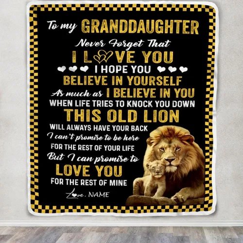 Miniatura 3 de Manta personalizada con texto en inglés «To My Granddaughter from Grandpa This Old Lion Love You Granddaughter Birthday», graduación, Navidad, manta