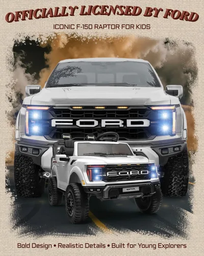 Miniatura 2 de First Ride On camión de juguete de 24 V para niños, Ford F-150 Raptor con licencia de 2 plazas, coche eléctrico con control remoto, juguetes