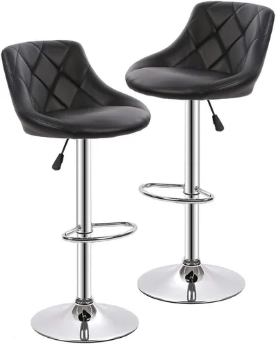 BestOffice Taburetes de bar de altura de mostrador, juego de 2 taburetes de bar giratorios, sillas de bar ajustables en altura con respaldo de cuero