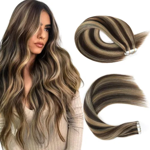 Miniatura 14 de Sassina Extensiones de Cabello Humano con Cinta Negro Azabache 12 Pulgadas 30g/paquete 20pcs Liso Sin Costuras Trama de Piel Extensiones de Cabello