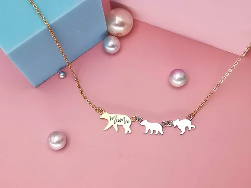 Miniatura 4 de Sweet Family - Collar con colgante para mamá y oso bebé, regalo para ella, mamá, madre, regalo para ella, Acero inoxidable, no conocido