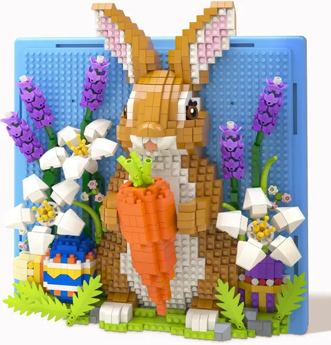 Micro bloques de construcción 3D Pixel Wall Art Decor - Kit creativo de conejito para adultos y adolescentes, pasatiempo para aliviar el estrés,