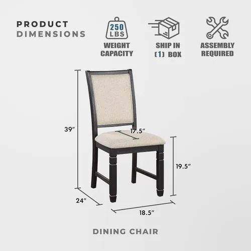 Miniatura 2 de Lexicon Braun - Juego de 2 sillas de comedor de madera rústica, tapizadas beige, asiento de cocina tradicional sin brazos, marco de madera maciza