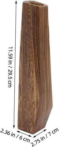 Miniatura 2 de Wakauto Jarrones de madera oblongos rústicos altos para piso, moderno centro de mesa de granja, jarrón decorativo de madera natural, soporte