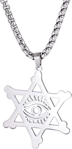 Miniatura 7 de EUEAVAN Collar con dije de estrella de David contra el mal de ojo de seis puntas con dije de estrella de David, hexagrama demoníaco religioso