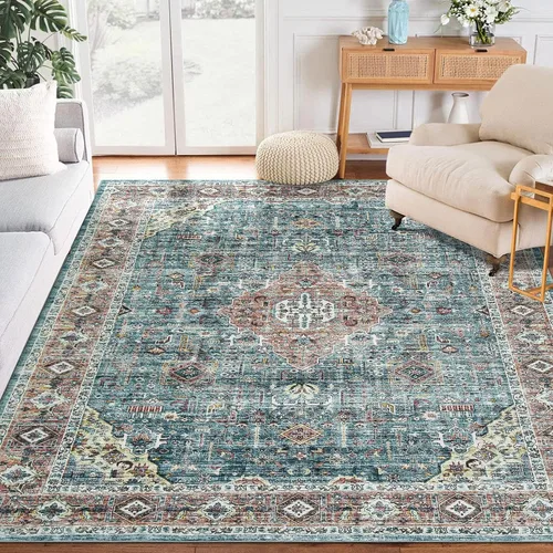Miniatura 9 de JOLENE.K Alfombra lavable para pasillo, 2 x 6, alfombra de cocina, oriental, suave, envejecida, vintage, antideslizante, resistente a las manchas