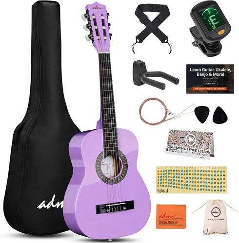 Miniatura 20 de ADM - Guitarra acústica para principiantes, 30 pulgadas, cuerdas de nailon, guitarra de madera para niños y estudiantes, lecciones en línea