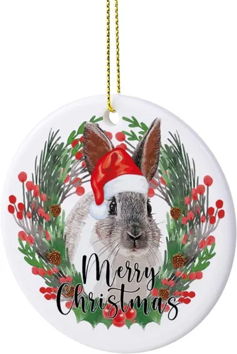 Miniatura 3 de Adornos de árbol de Navidad, corona de conejo de Navidad, adorno de Navidad, adorno colgante de recuerdo, decoración del hogar, colgantes colgantes