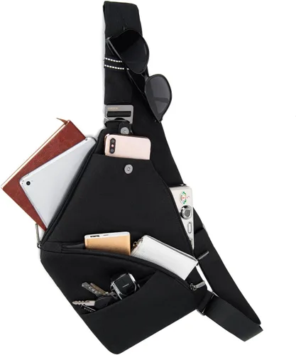 Miniatura 11 de OSOCE Bolso bandolera para hombre, bolsos cruzados antirrobo para mujer Resistente al agua negro (Black 1.0)