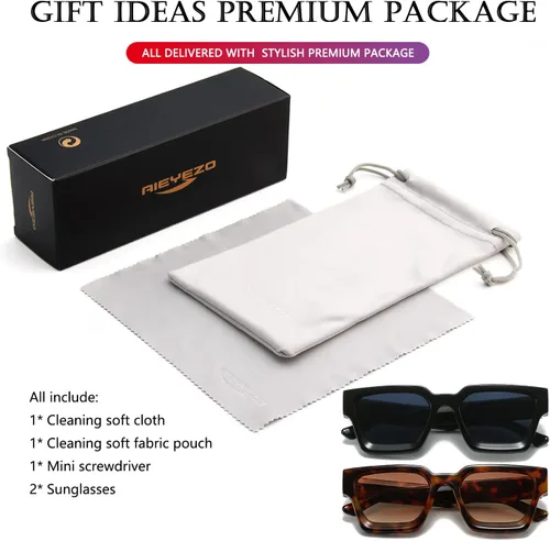 Miniatura 49 de AIEYEZO Gafas de sol cuadradas para mujeres y hombres, gafas de sol cuadradas con montura gruesa, estilo de diseñador simple