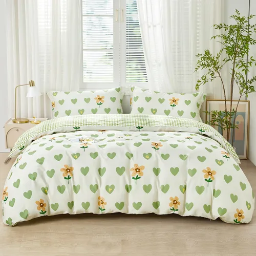 Miniatura 56 de SAPHREAS Juego de Funda de Edredón de Flores Rosas 2 piezas Algodón Estilo Jardín Campanilla Floral Ropa de Cama Juego de Funda de Edredón 100%