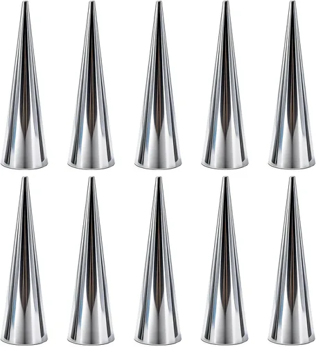 10 moldes de cuerno de crema para hornear, moldes de cono de croissant de acero inoxidable de 5 pulgadas